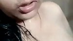 Indian girl showing boobs while bathing nude