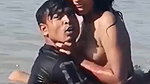 fucking Desi Randi sitting on shallow river bed