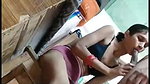 skinny Indian wife giving blowjob in bra panty