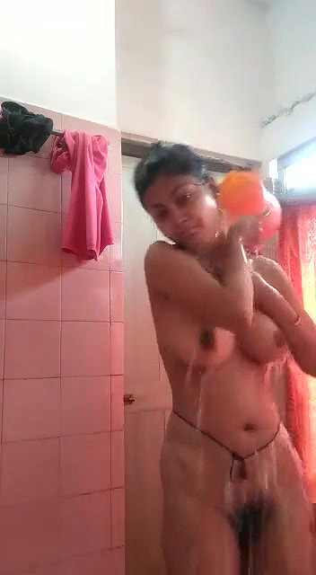 cute looking Desi girl naked bath show in bathroom