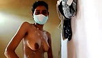 masked girl live bathing clip