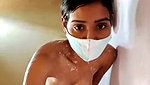 masked girl live bathing clip