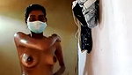 masked girl live bathing clip