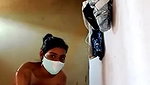 masked girl live bathing clip