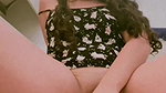 Girl fingering with her hairbrush