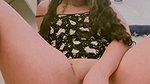 Girl fingering with her hairbrush