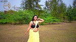 Rusha Showing Armpits & Navel and Bouncing Boobs in Yellow Chiffon Saree Shoot