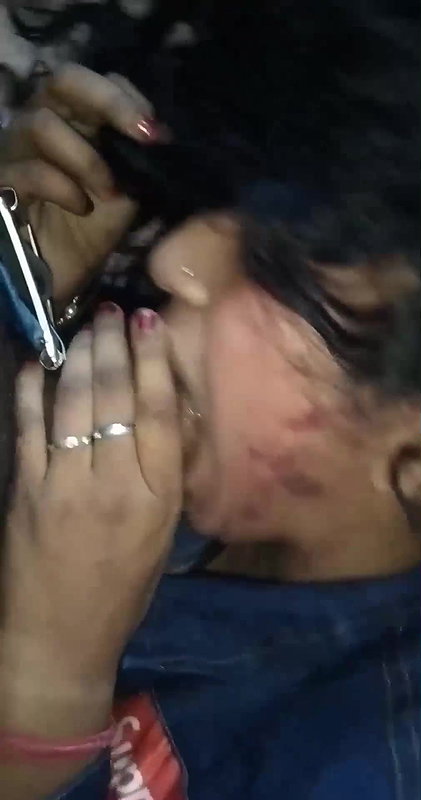 curly hair college girl sucking