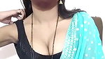 Slim Bhabi Stripping Blue Saree & Showing Boobs on Live