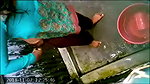 girl bathing in outdoor bathroom