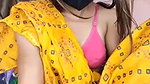slim girl in saree showing boobs