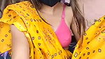 slim girl in saree showing boobs