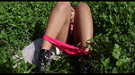Hot girl showing her nude body in the park