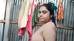 chubby village wife bathing nude
