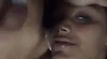 sexy bitch eating cum