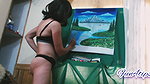 Drawing Painting In Hot Black Bikini