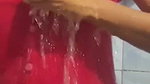 red shirt girl bathing
