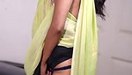 Desi Skinny Girl wearing panties and pressing her boobs