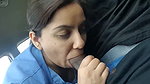 Gf sucking bf cock inside car