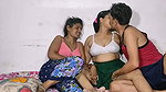 Threesome uncle and aunty with friends enjoying