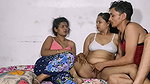 Threesome uncle and aunty with friends enjoying