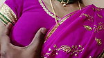 Indian aunty giving Handjob and boobs press