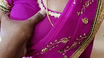 Indian aunty giving Handjob and boobs press