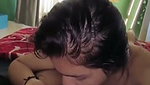 Sexy gf giving deepthroat blowjob