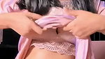Hot girl showing her boobs in pink dress and talking live