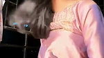 Hot girl showing her boobs in pink dress and talking live