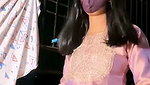 Hot girl showing her boobs in pink dress and talking live