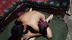 Hot couple enjoying sex with music