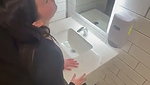 Cute Girl Blowjob and Fuck in Public Washroom