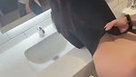 Cute Girl Blowjob and Fuck in Public Washroom