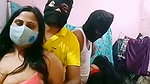 foursome guys enjoying and showing live