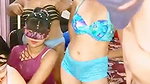 Four girl with one boy enjoying on live