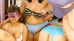 Four girl with one boy enjoying on live