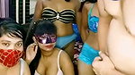 Four girl with one boy enjoying on live