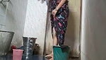 Aunty taking bath showing