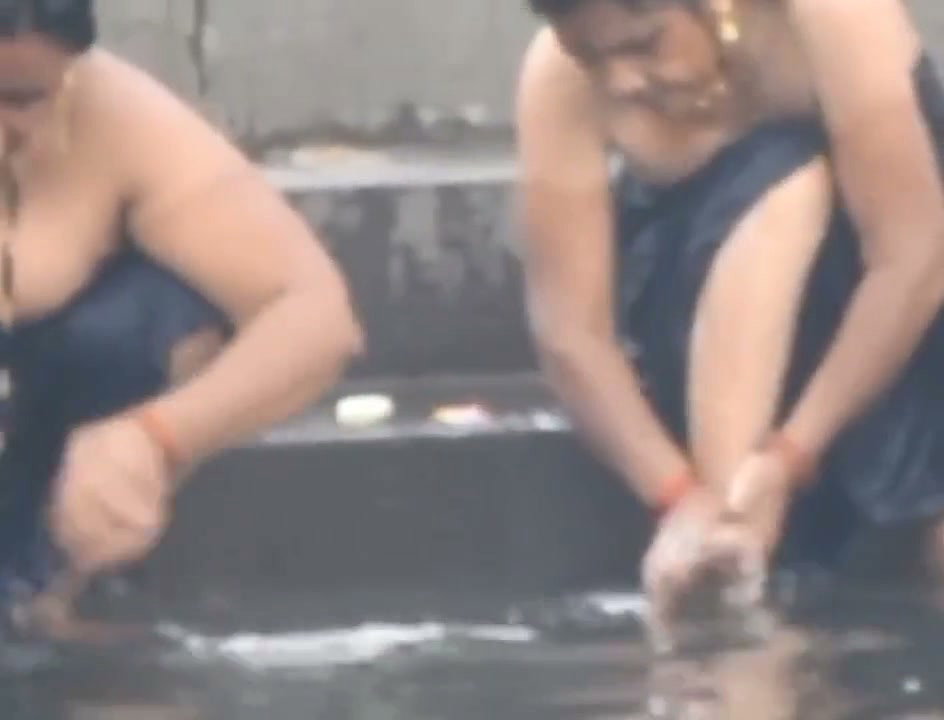Both sisters outdoor bathing enjoying