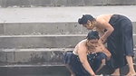 Both sisters outdoor bathing enjoying