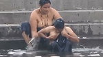 Both sisters outdoor bathing enjoying