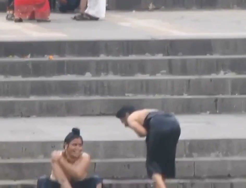 Both sisters outdoor bathing enjoying