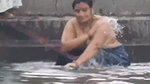 Kriti aunty outdoor bathing