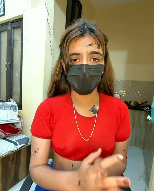 Hot girl showing her spider boobs