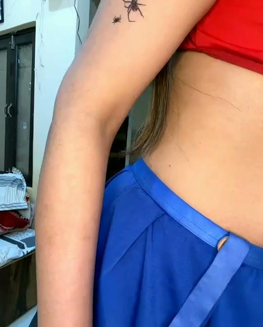 Hot girl showing her spider boobs