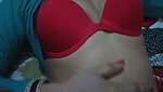 Aunty take out red bra show her juices boobs