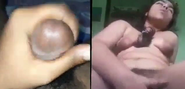 Hot gf Masturbating bf jerking