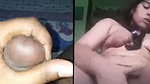Hot gf Masturbating bf jerking