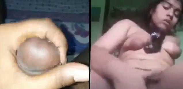 Hot gf Masturbating bf jerking